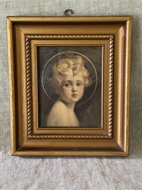 1930s Light of the World lithograph framed C&A Richards Boston Mass